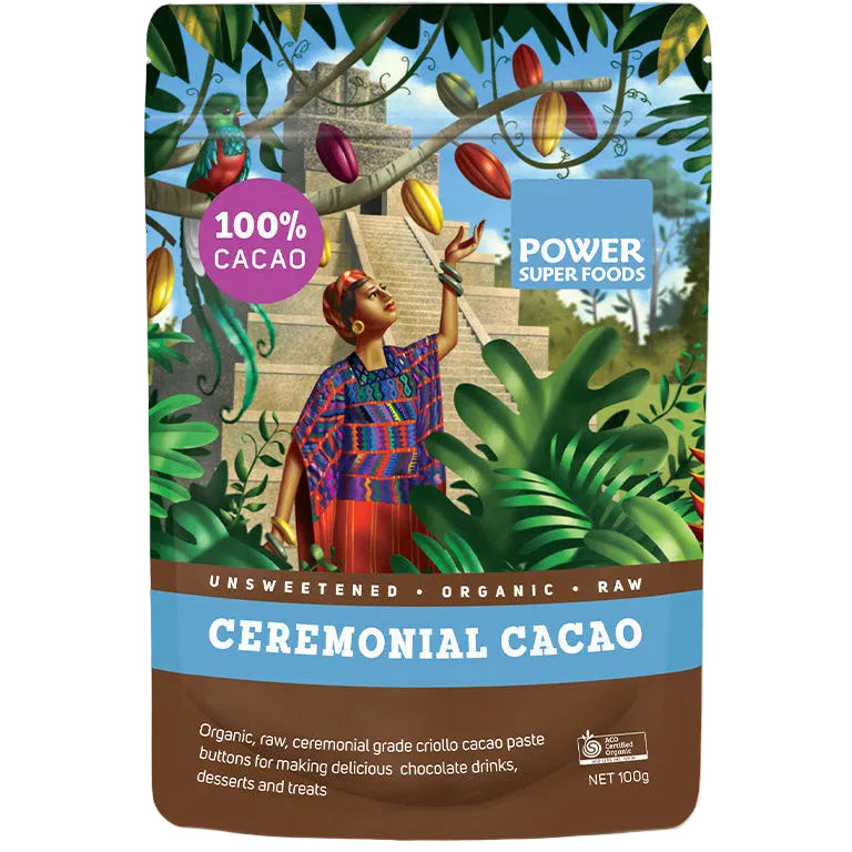 Power Super Foods Organic Raw Ceremonial Cacao Paste 100g