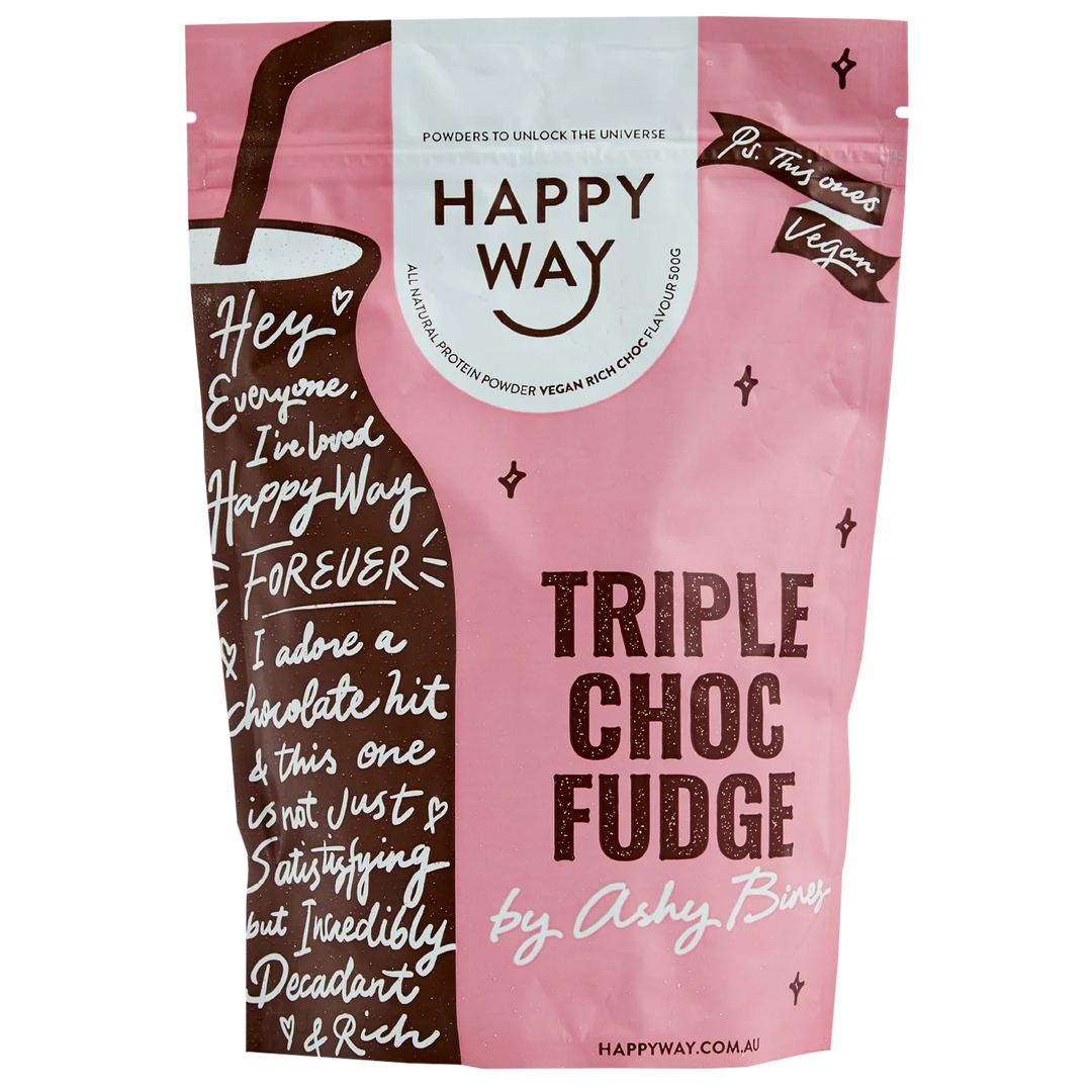 Happy Way Ashy Bines Vegan Protein Triple Choc Fudge 500g