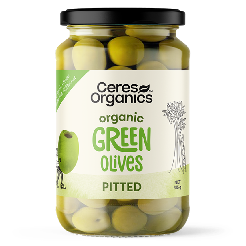 Ceres Organics Green Olives Pitted 315g