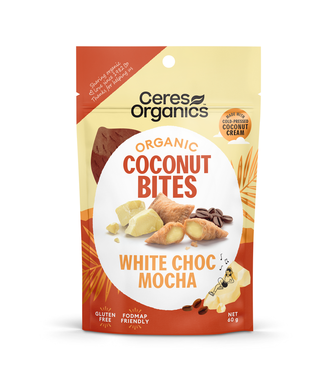 Ceres Organics Organic Coconut Bites White Choc Mocha 60g