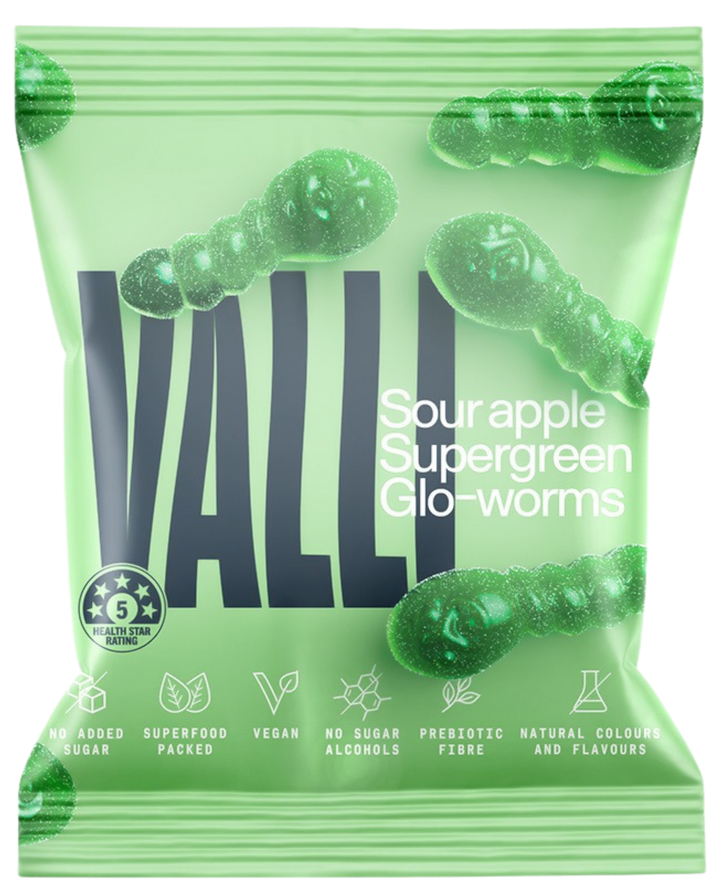 Valli Snacks Sour Apple Super Green Glo-worms 50g