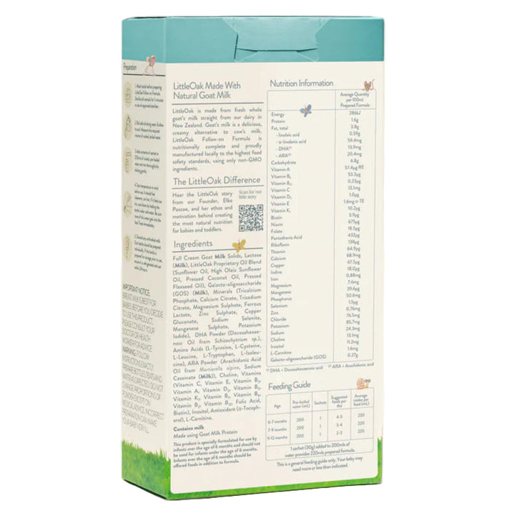 Littleoak Natural Goat Milk Follow-on Formula Stage 2 Sachets 6 X 30g