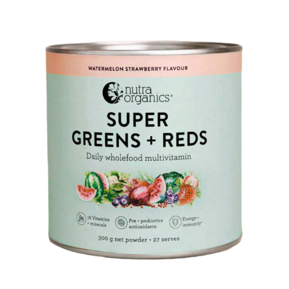 Nutra Organics Super Greens & Reds Watermelon Strawberry 300g