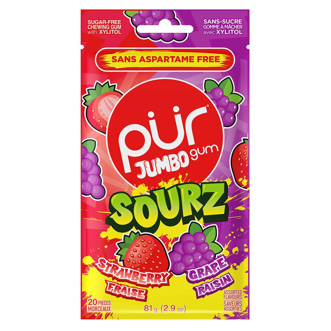 Pur Jumbo Sourz Strawberry Grape Gum Bag 81g