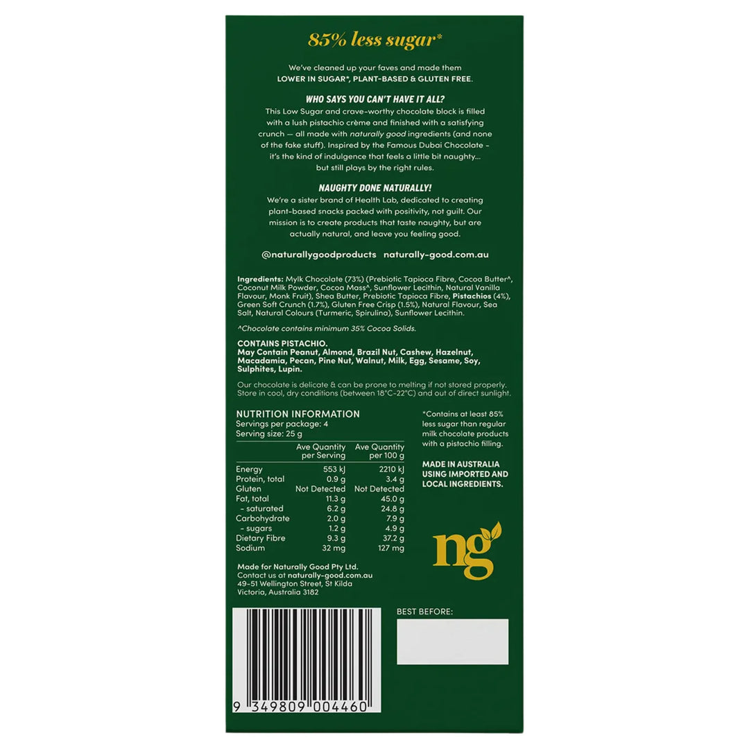 Naturally Good Dubai Inspired Chocolate Block 100g