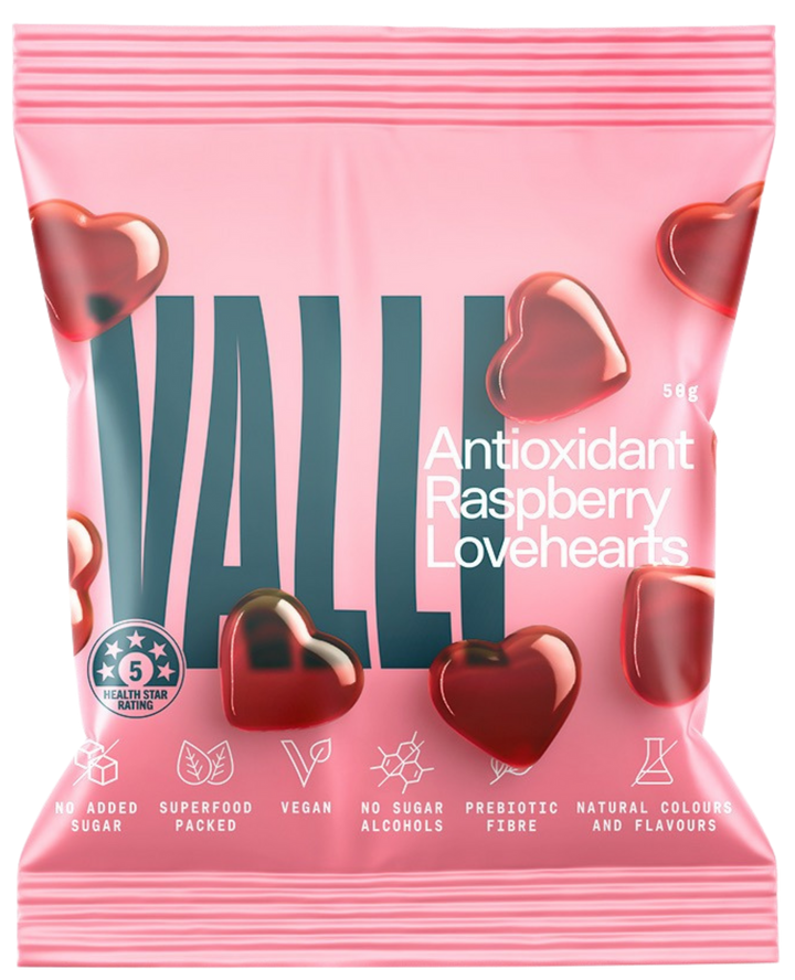 Valli Snacks Antioxidant Raspberry Hearts 50g