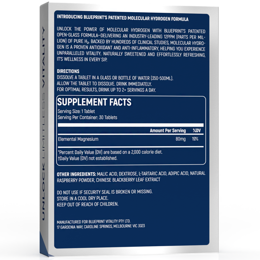 Blueprint Vitality H2 Molecular Hydrogen Raspberry Flavour 30t