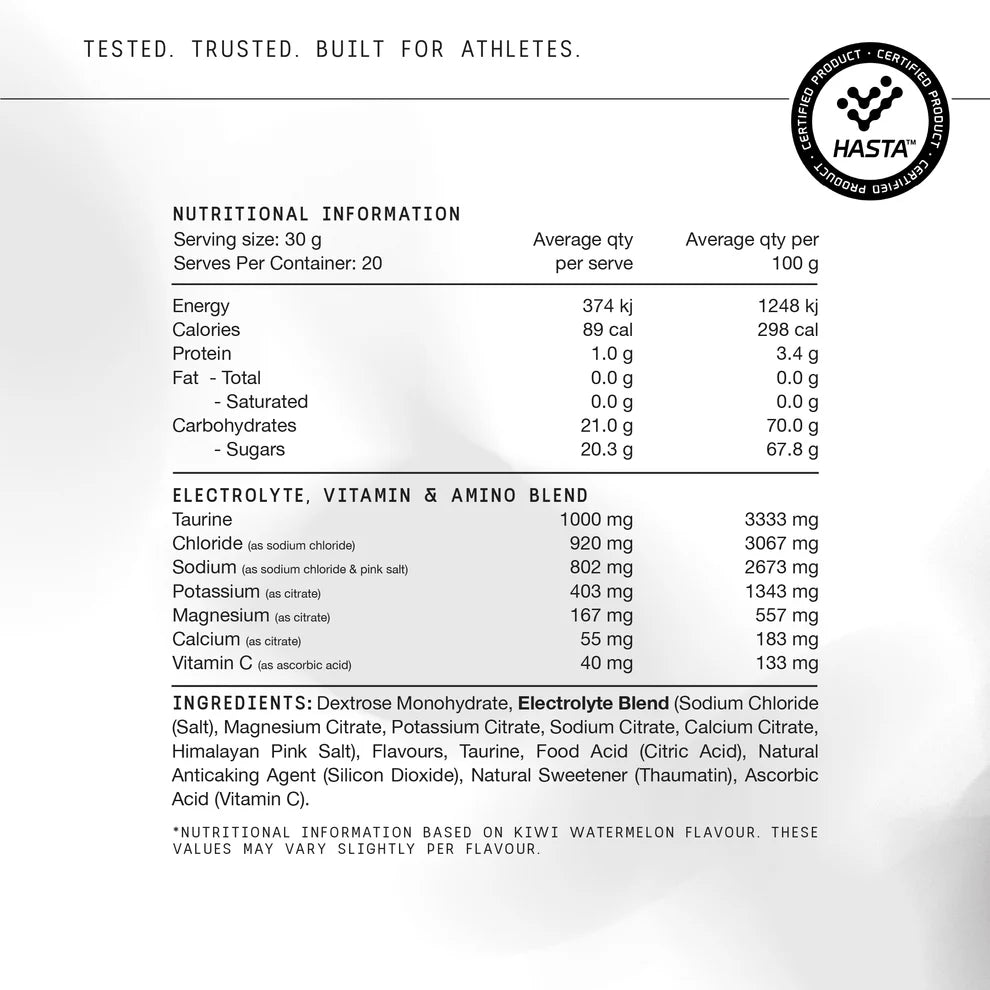 Switch Nutrition Hydrate+ Electrolytes & Carbohydrates Kiwi & Watermelon 600g
