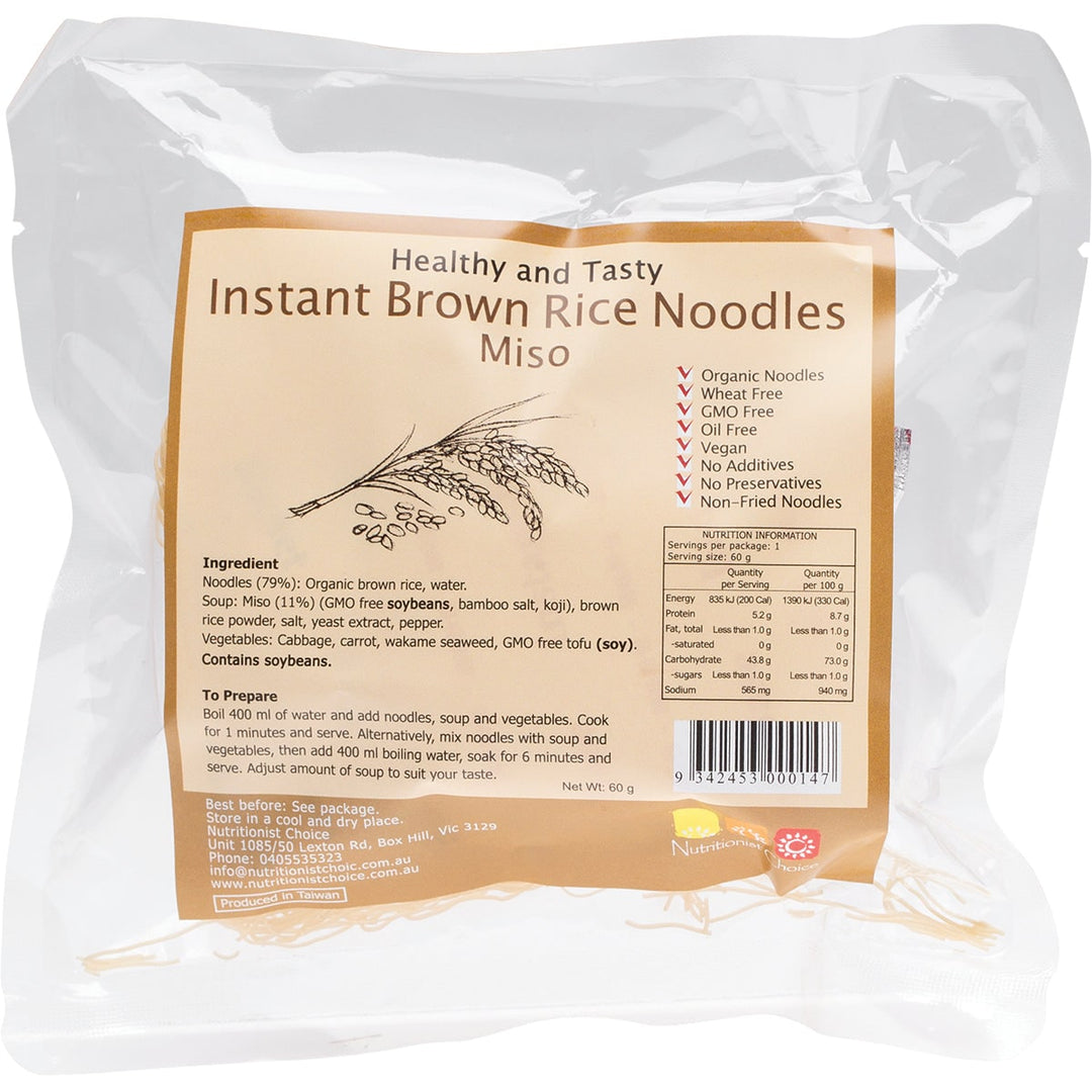 Nutritionist Choice Miso Brown Rice Instant Noodles 60g