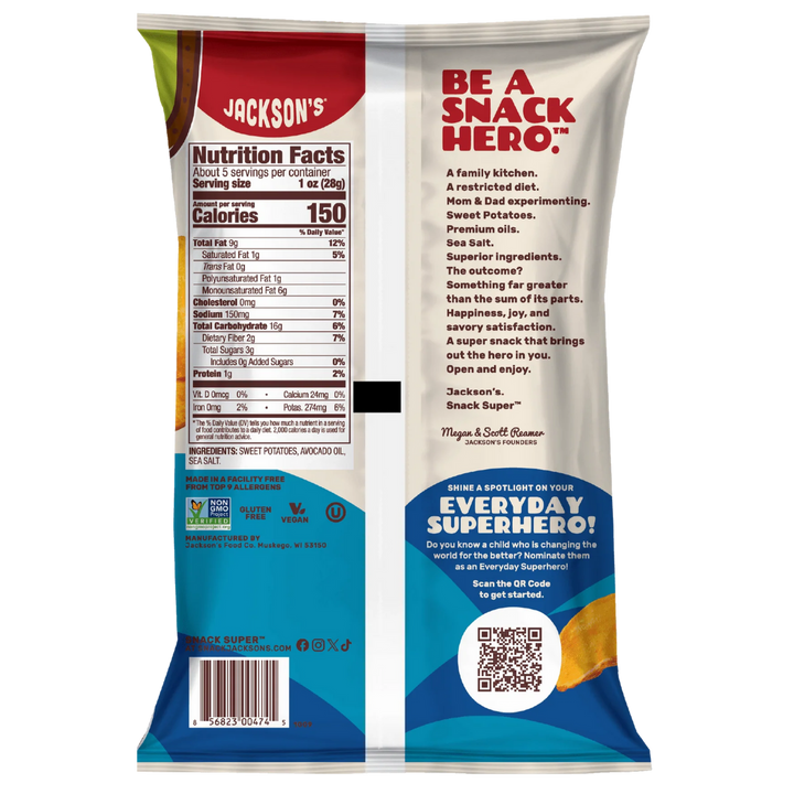 Jackson's Avocado Oil Sweet Potato Chips Sea Salt 142g