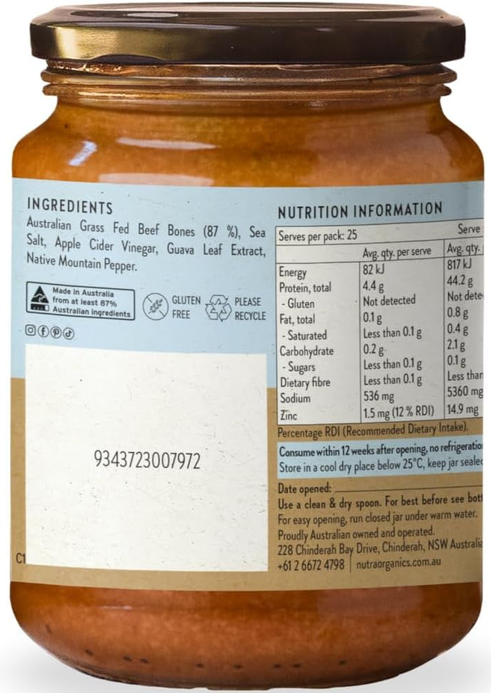 Nutra Organics Bone Broth Concentrate Original Natural Beef 250g