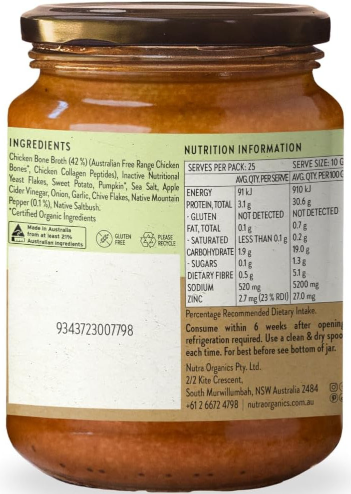 Nutra Organics Chicken Bone Broth Concentrate Native Herbs 250g