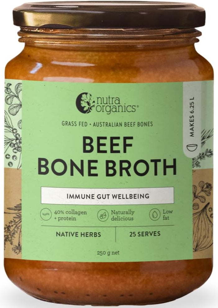 Nutra Organics Bone Broth Beef Concentrate Native Herbs 250g