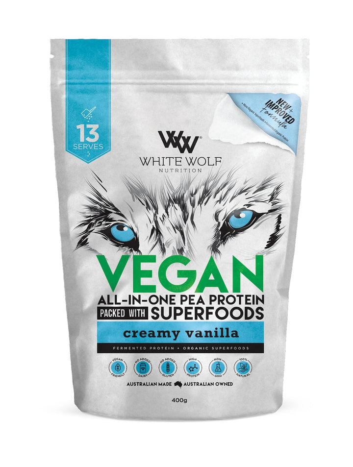 White Wolf Nutrition All In One Vegan Protein Creamy Vanilla 400g