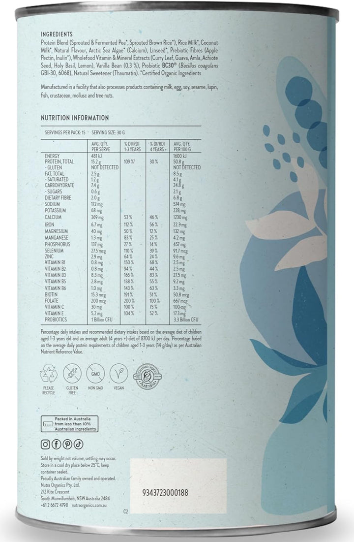 Nutra Organics Thriving Protein Vanilla 450g