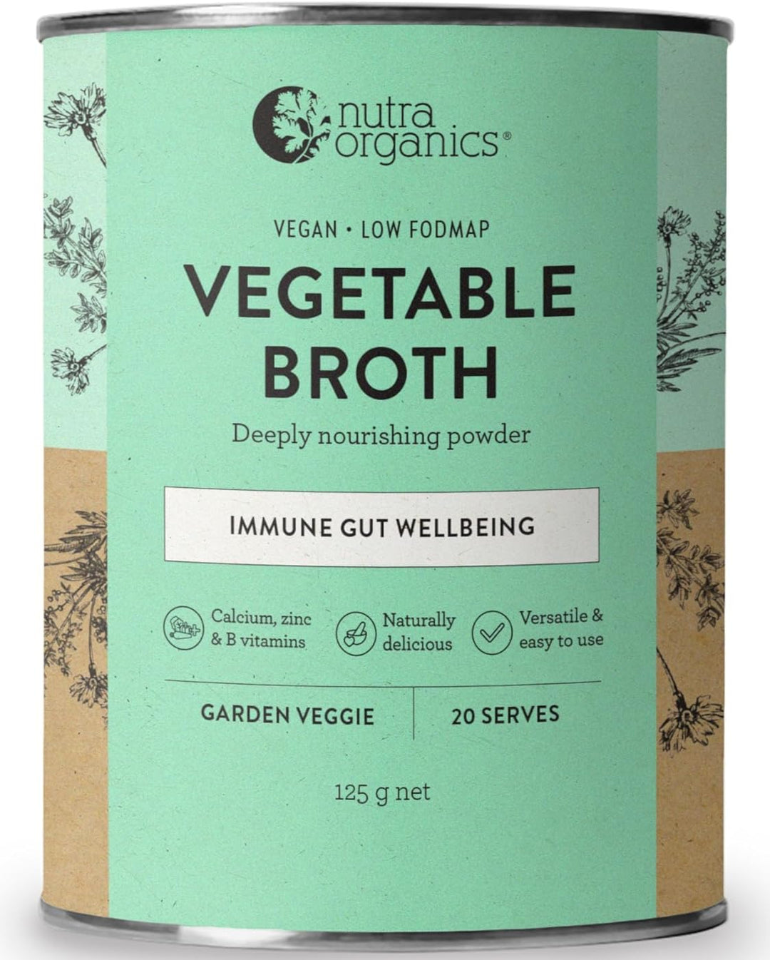 Nutra Organics Vegetable Broth Garden Veggie 125g