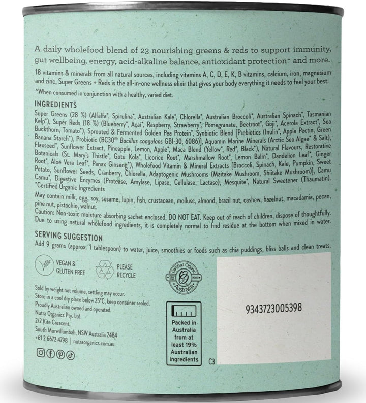 Nutra Organics Super Greens + Reds