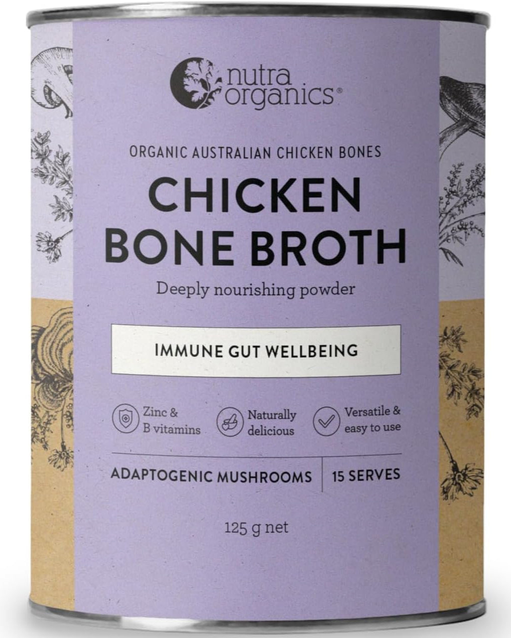Nutra Organics Chicken Bone Broth Mushroom 125g