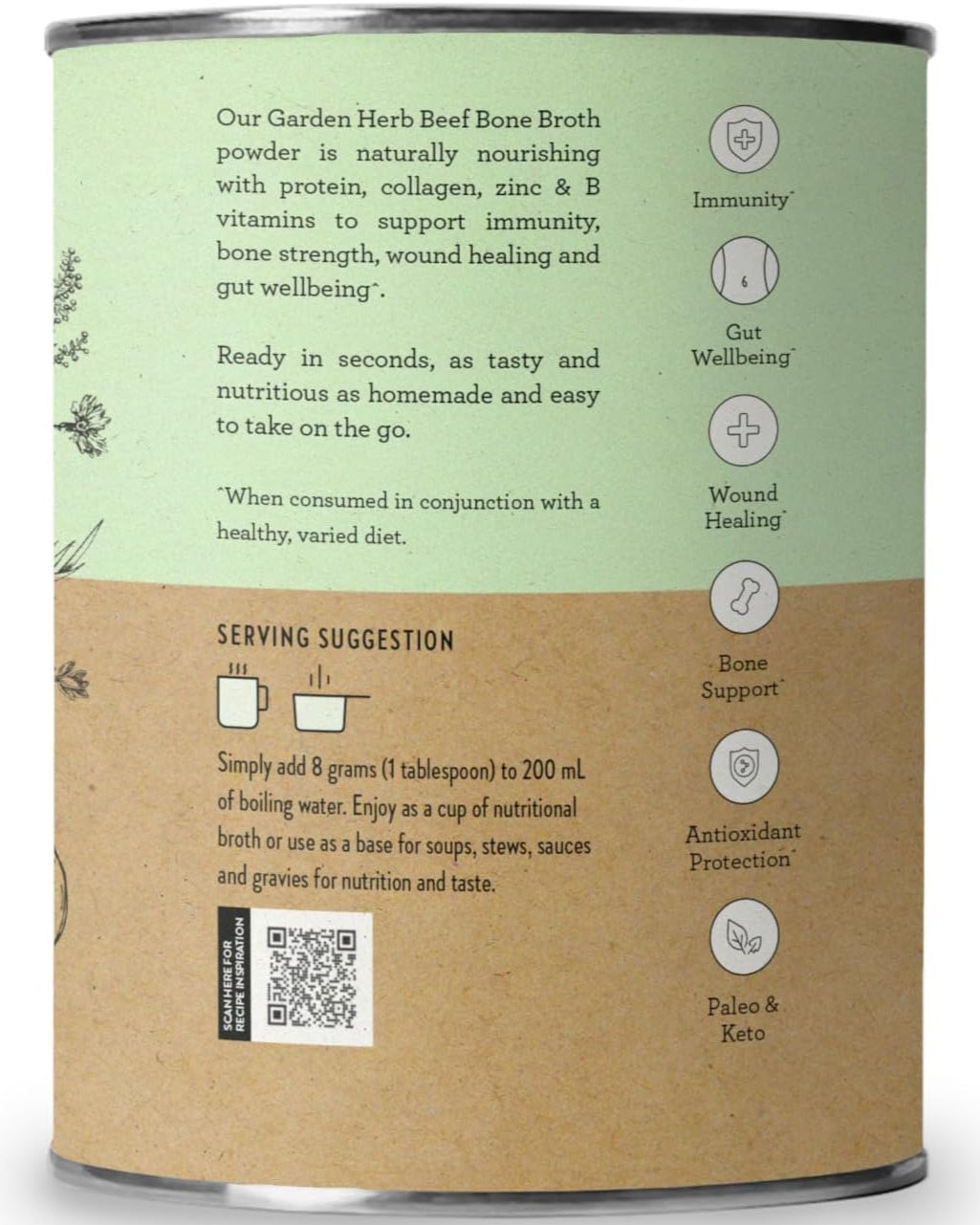 Nutra Organics Beef Bone Broth Garden Herb 125g