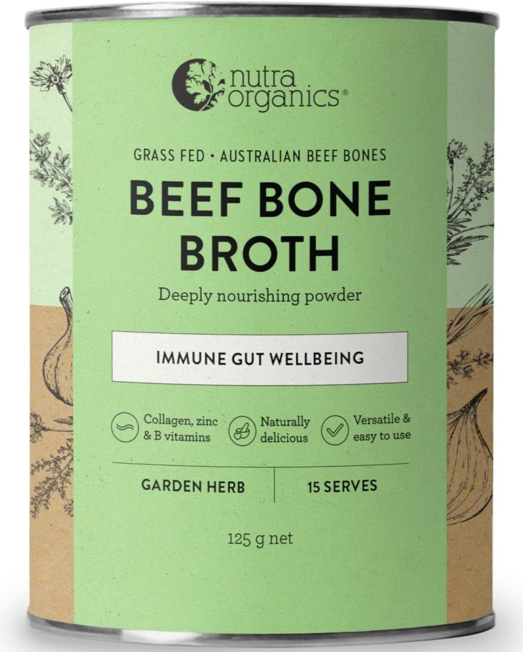 Nutra Organics Beef Bone Broth Garden Herb 125g