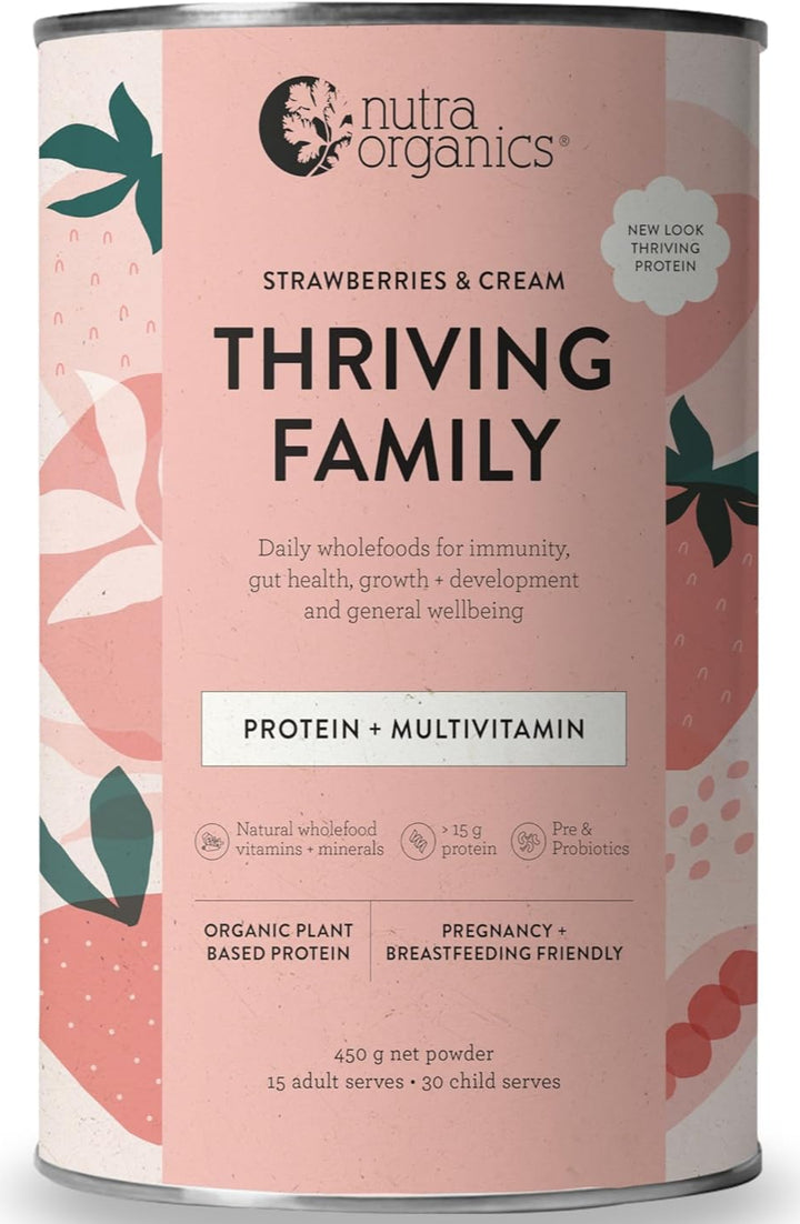 Nutra Organics Thriving Protein Strawberries And Cream 450g
