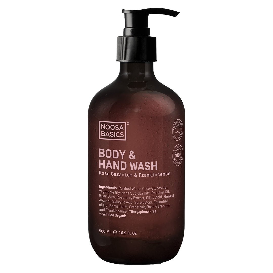 Noosa Basics Body & Hand Wash Rose Geranium & Frankincense 500ml