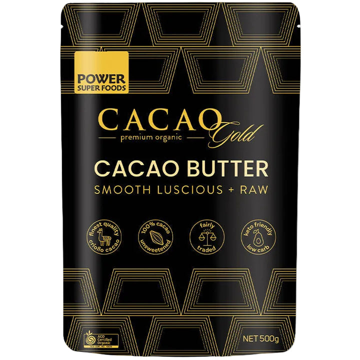 Power Super Foods Organic Cacao Butter Raw 500g