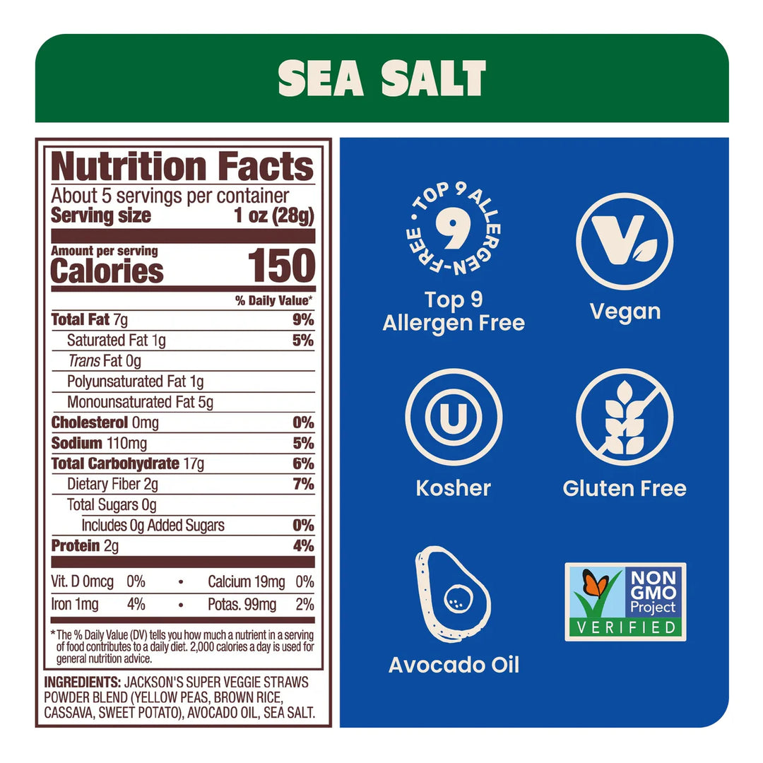 Jackson's Avocado Oil Veggie Straws Sea Salt 142g