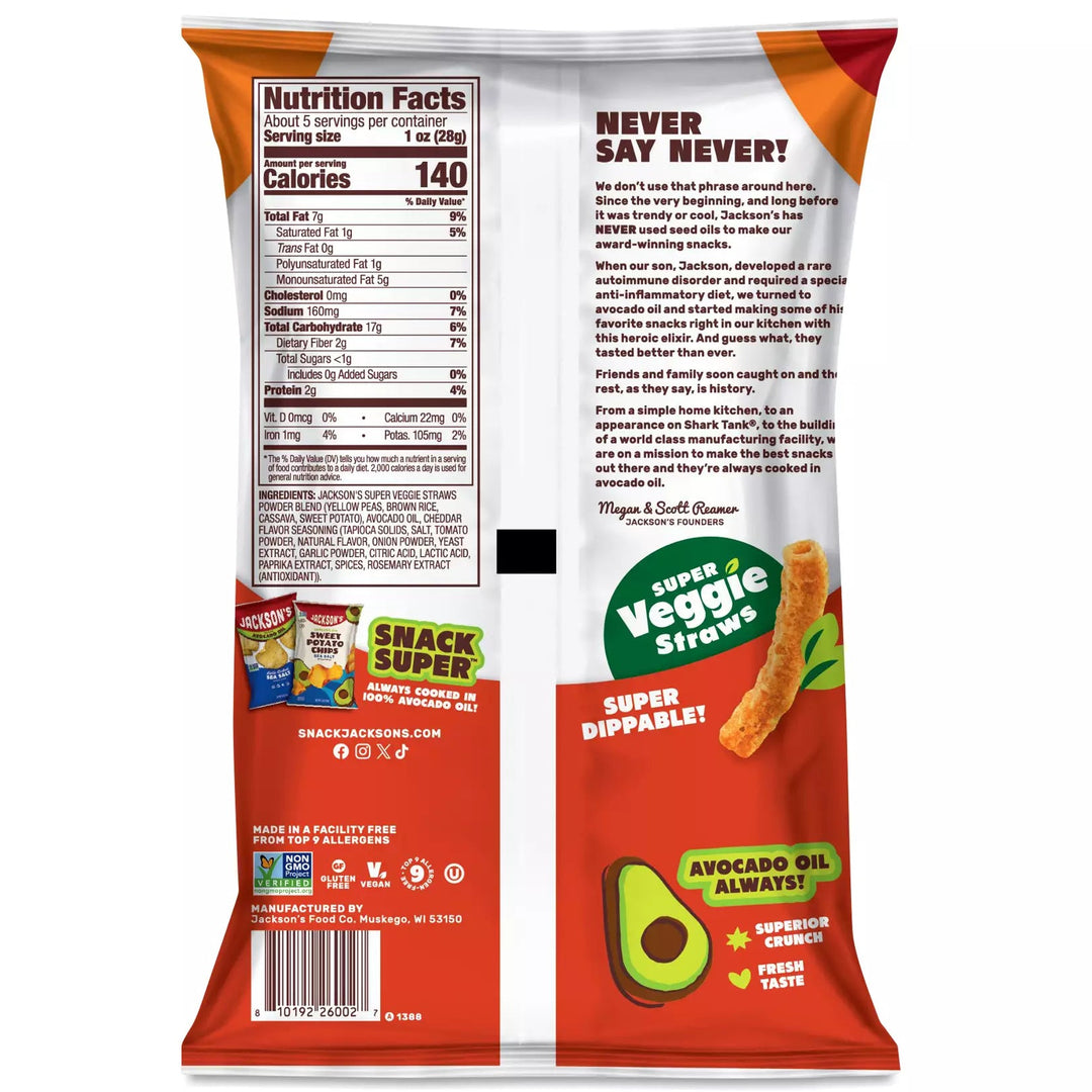 Jackson's Avocado Oil Veggie Straws Cheddar 142g