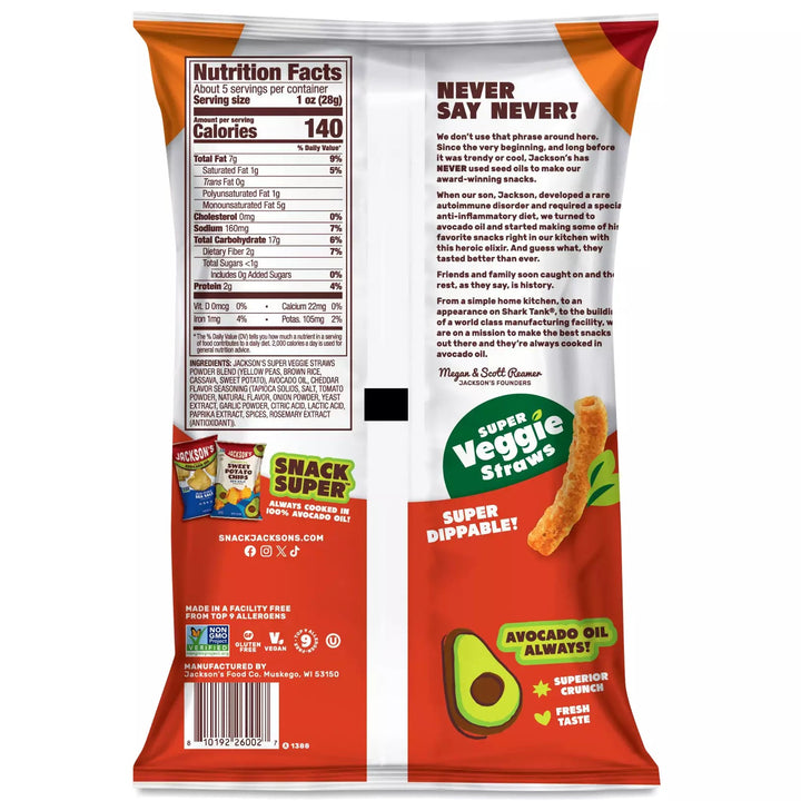 Jackson's Avocado Oil Veggie Straws Cheddar 142g