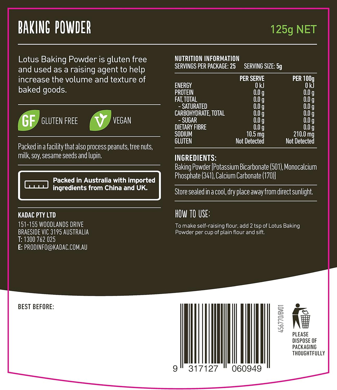 Lotus Baking Powder 125g