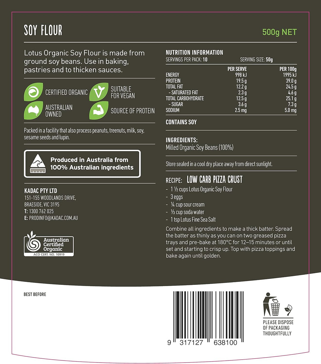 Lotus Organic Soy Flour 500g