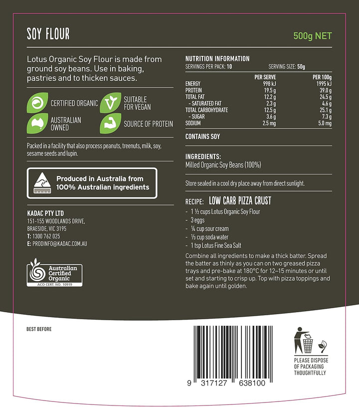Lotus Organic Soy Flour 500g