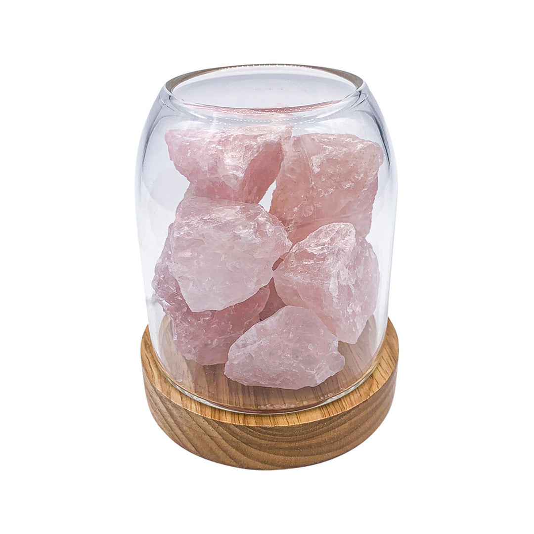 Amrita Court Diffuser Aurora Wood Base With Light Rose Quartz