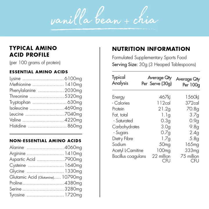 At Health Vanilla Bean + Chia Protein 450g