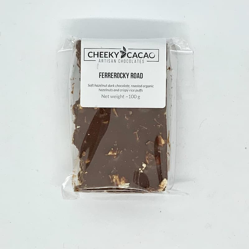 Cheeky Cacao Ferrerocky Road Chocolate 100g