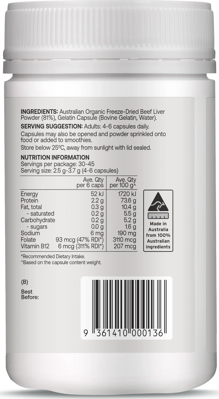 Best Of The Bone Beef Liver Capsules 180c