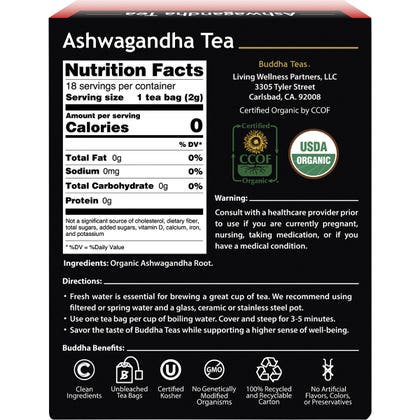 Buddha Teas Organic Ashwagandha Tea 18tb