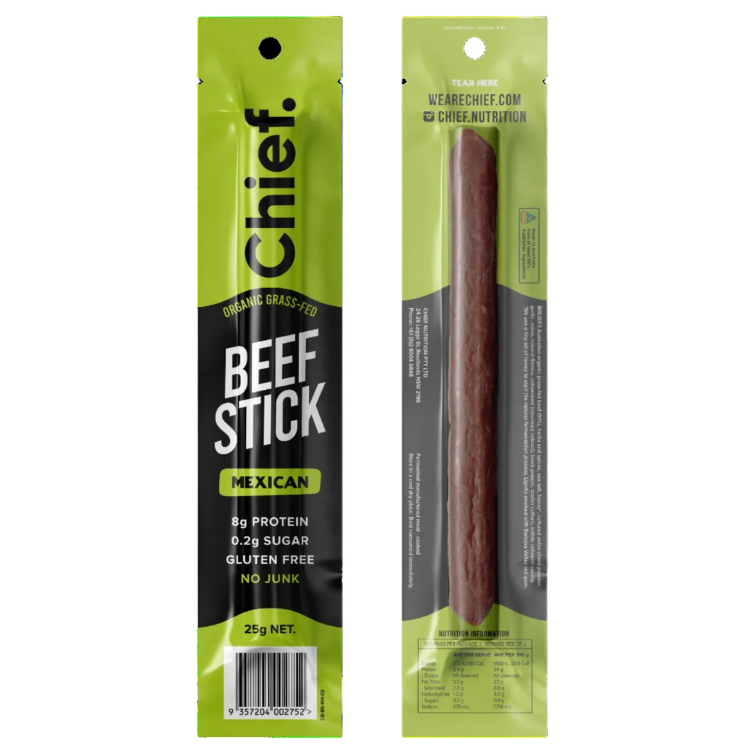 Chief Grass Fed Beef Stick Mexican 25g