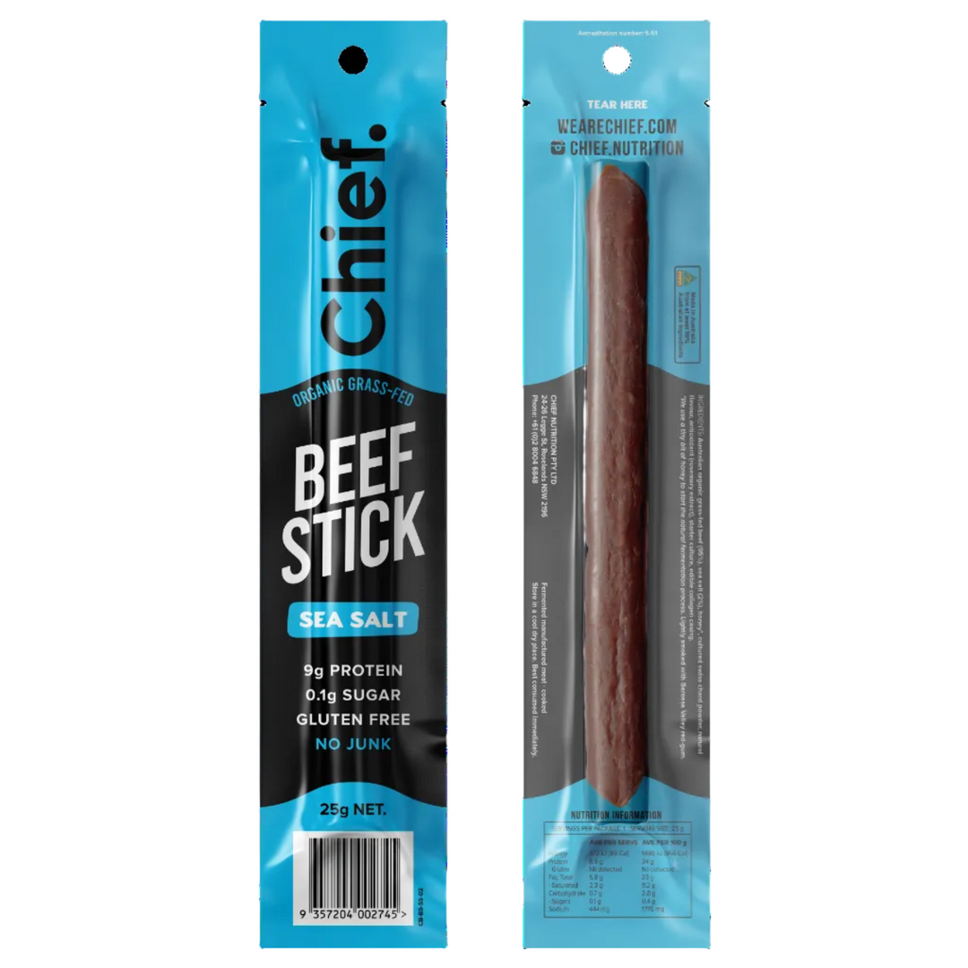 Chief Grass Fed Beef Stick Sea Salt 25g