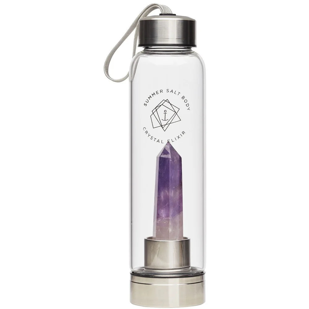 Summer Salt Body Crystal Elixir Glass Water Bottle Amethyst 550ml