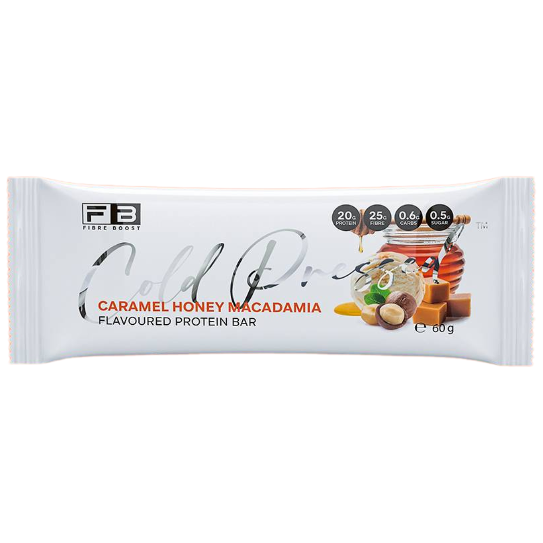 Fibre Boost Cold Pressed Protein Bar Caramel Honey Macadamia 50g