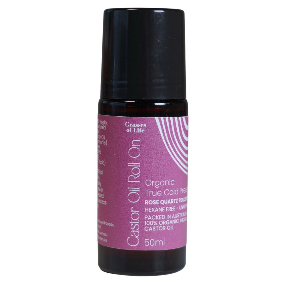 Grasses For Life Rose Quartz Castor Refillable Oil Roll On 50ml
