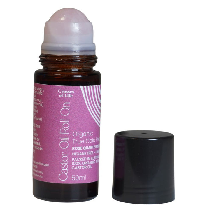 Grasses For Life Rose Quartz Castor Refillable Oil Roll On 50ml