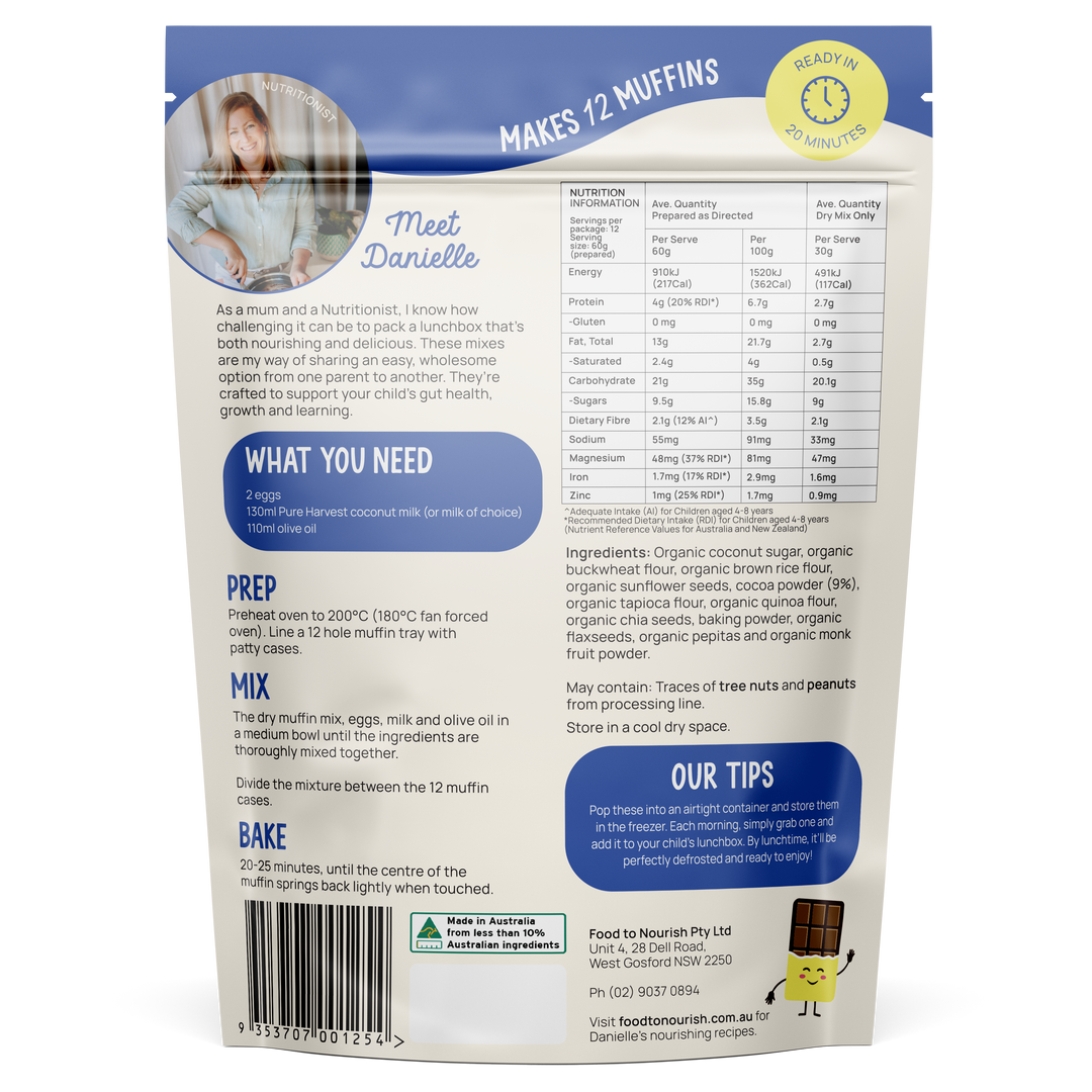 Food To Nourish Lunchbox Baking Mix Choc Muffin 360g