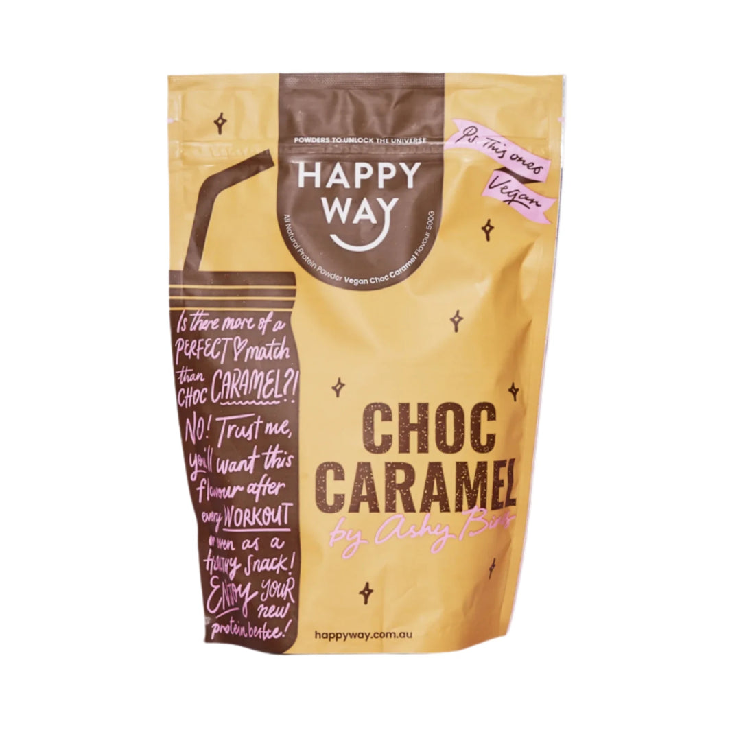 Happy Way Ashy Bines Vegan Protein Choc Caramel 500g