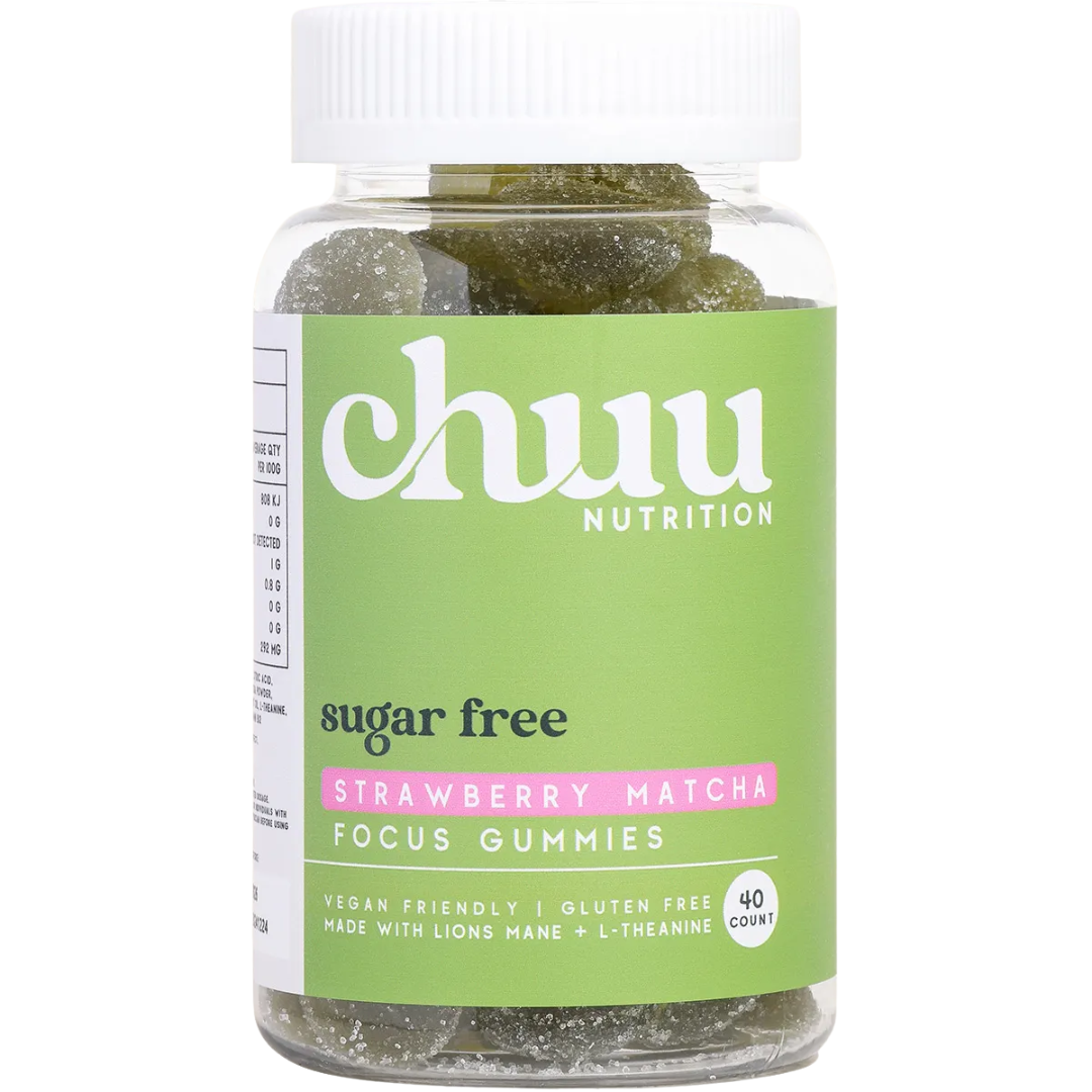 Chu Nutrition Strawberry Matcha Focus Gummies Sugar Free 40 Pieces
