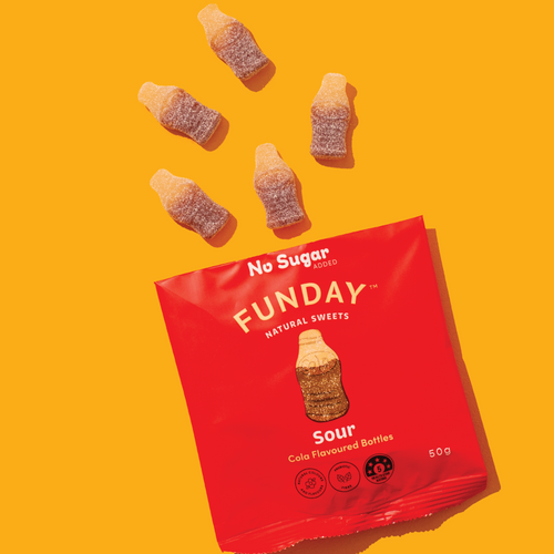 Funday Natural Sweet Gummy Bottles Sour Cola 50g