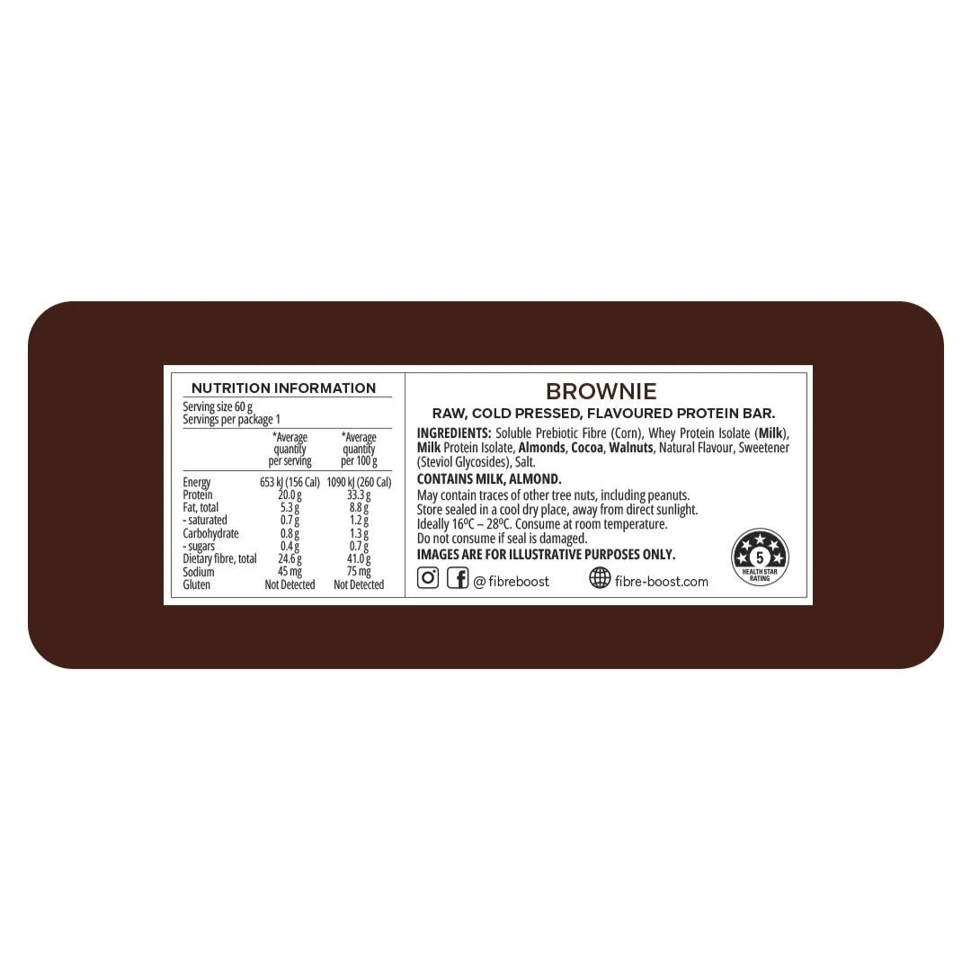 Fibre Boost Cold Pressed Protein Bar Brownie 50g