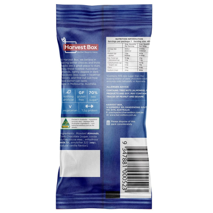 Harvest Box Dipped Classic Dark Choc Almonds 40g